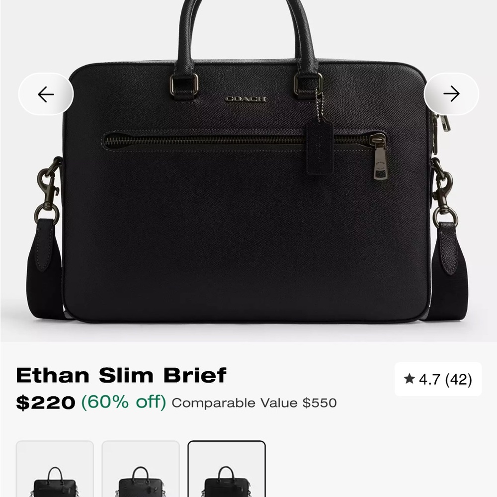 Coach Black Leather Briefcase